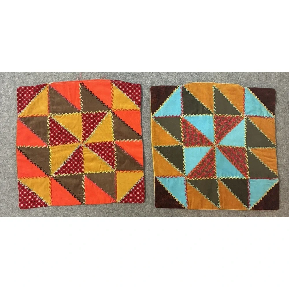 Vintage Crazy Quilt Patchwork Pillow Sham Cover Throw Set Cottagecore Top Boho